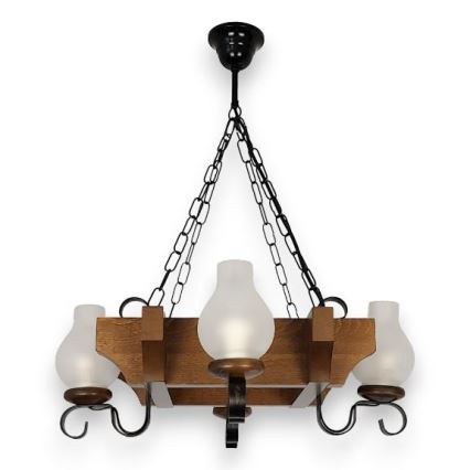 Brilagi - Chandelier on a chain QUEEN 4xE14/40W/230V beech/walnut