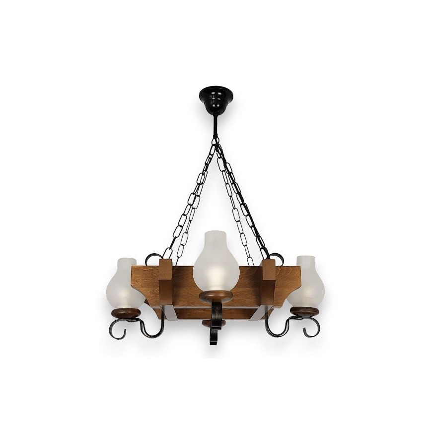 Brilagi - Chandelier on a chain QUEEN 4xE14/40W/230V beech/walnut