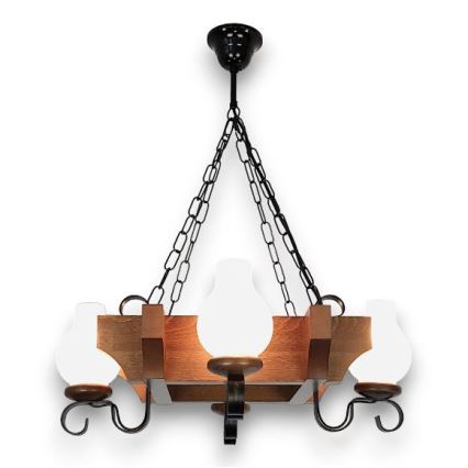 Brilagi - Chandelier on a chain QUEEN 4xE14/40W/230V beech/walnut