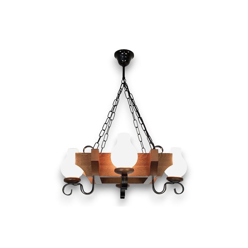 Brilagi - Chandelier on a chain QUEEN 4xE14/40W/230V beech/walnut