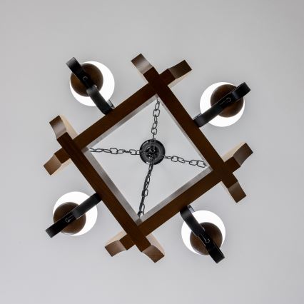 Brilagi - Chandelier on a chain QUEEN 4xE14/40W/230V beech/walnut