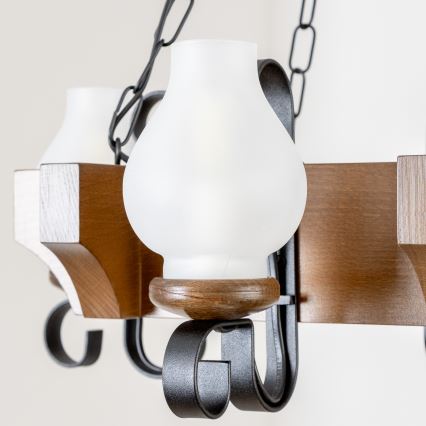 Brilagi - Chandelier on a chain QUEEN 4xE14/40W/230V beech/walnut