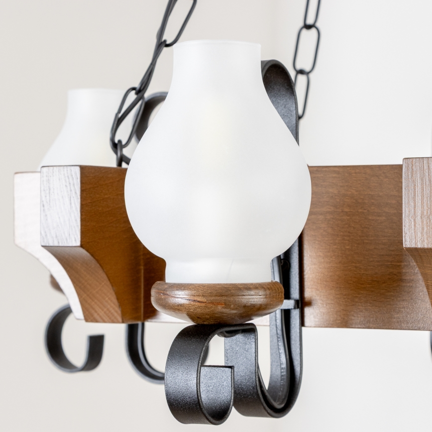 Brilagi - Chandelier on a chain QUEEN 4xE14/40W/230V beech/walnut