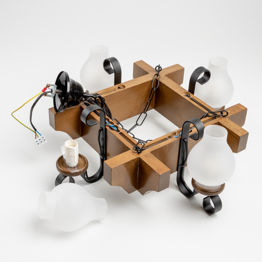 Brilagi - Chandelier on a chain QUEEN 4xE14/40W/230V beech/walnut