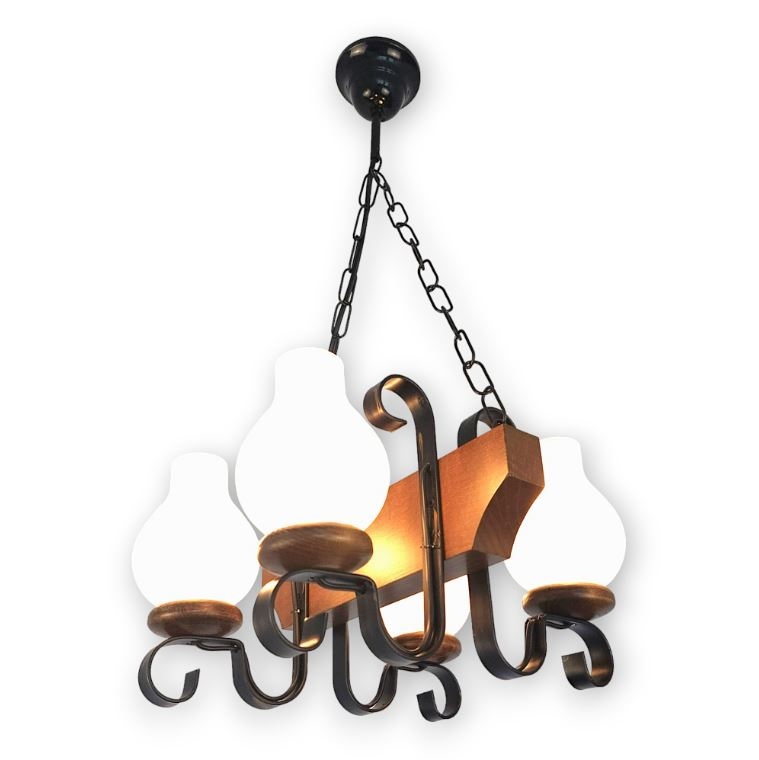 Brilagi - Chandelier on a chain QUEEN 4xE14/40W/230V beech/walnut