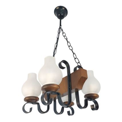 Brilagi - Chandelier on a chain QUEEN 4xE14/40W/230V beech/walnut