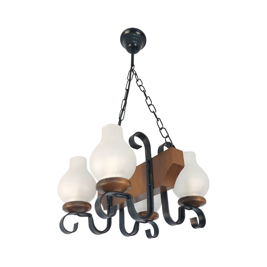 Brilagi - Chandelier on a chain QUEEN 4xE14/40W/230V beech/walnut
