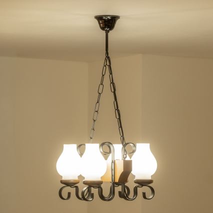 Brilagi - Chandelier on a chain QUEEN 4xE14/40W/230V beech/walnut