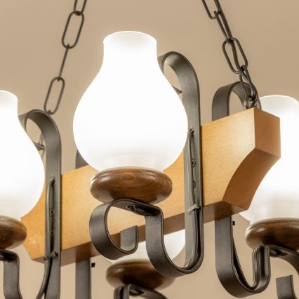 Brilagi - Chandelier on a chain QUEEN 4xE14/40W/230V beech/walnut