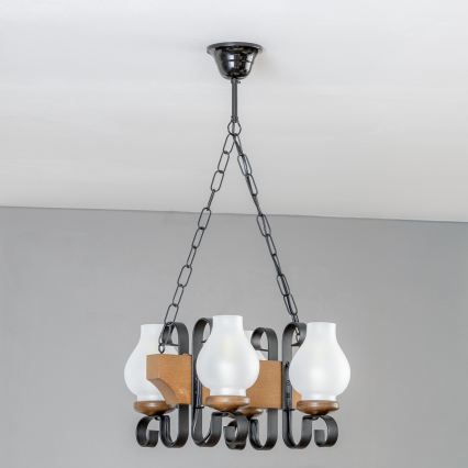 Brilagi - Chandelier on a chain QUEEN 4xE14/40W/230V beech/walnut