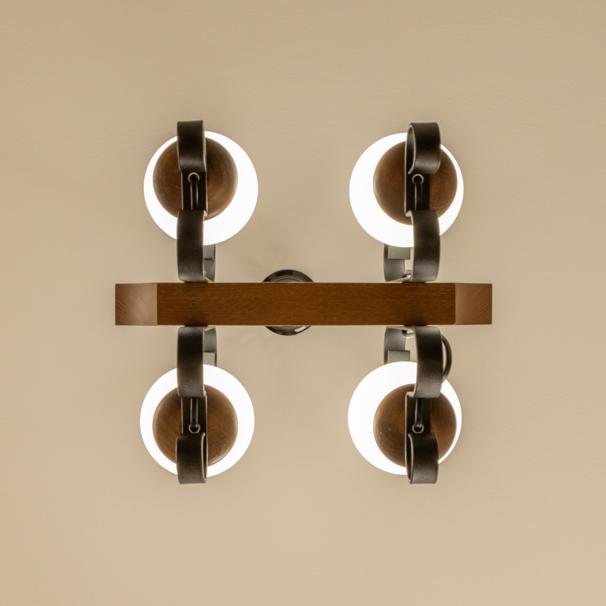 Brilagi - Chandelier on a chain QUEEN 4xE14/40W/230V beech/walnut