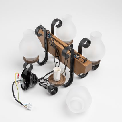 Brilagi - Chandelier on a chain QUEEN 4xE14/40W/230V beech/walnut