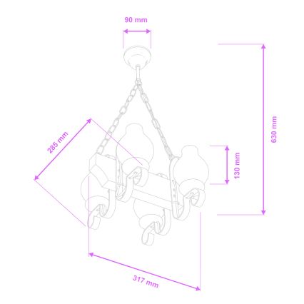 Brilagi - Chandelier on a chain QUEEN 4xE14/40W/230V beech/walnut