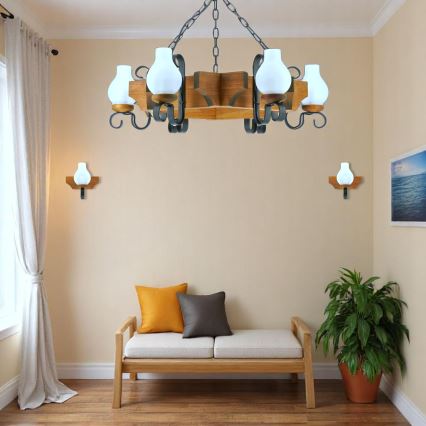 Brilagi - Chandelier on a chain QUEEN 6xE14/40W/230V beech
