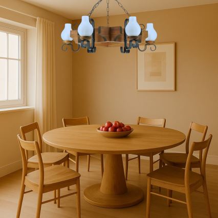 Brilagi - Chandelier on a chain QUEEN 6xE14/40W/230V beech