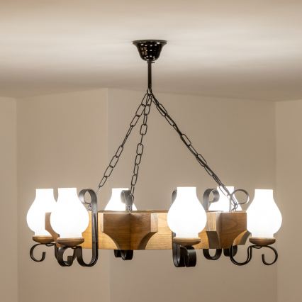 Brilagi - Chandelier on a chain QUEEN 6xE14/40W/230V beech