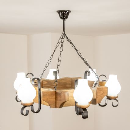 Brilagi - Chandelier on a chain QUEEN 6xE14/40W/230V beech