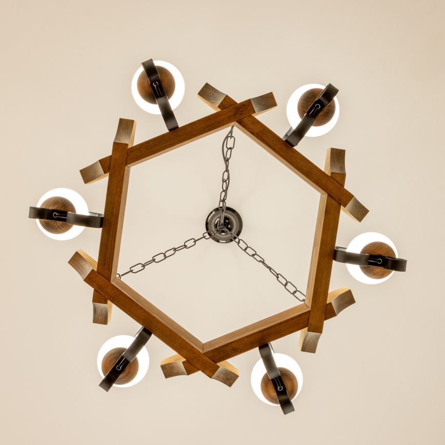 Brilagi - Chandelier on a chain QUEEN 6xE14/40W/230V beech