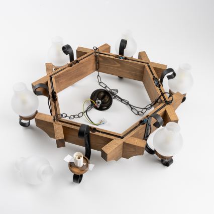 Brilagi - Chandelier on a chain QUEEN 6xE14/40W/230V beech