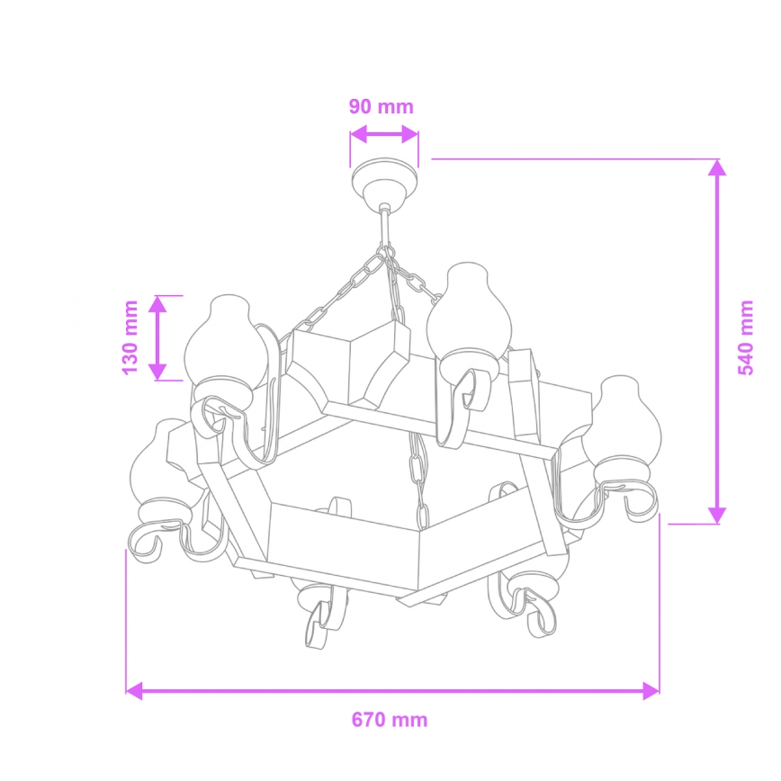 Brilagi - Chandelier on a chain QUEEN 6xE14/40W/230V beech
