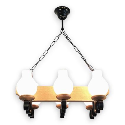 Brilagi - Chandelier on a chain QUEEN 6xE14/40W/230V beech