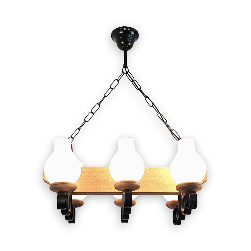 Brilagi - Chandelier on a chain QUEEN 6xE14/40W/230V beech