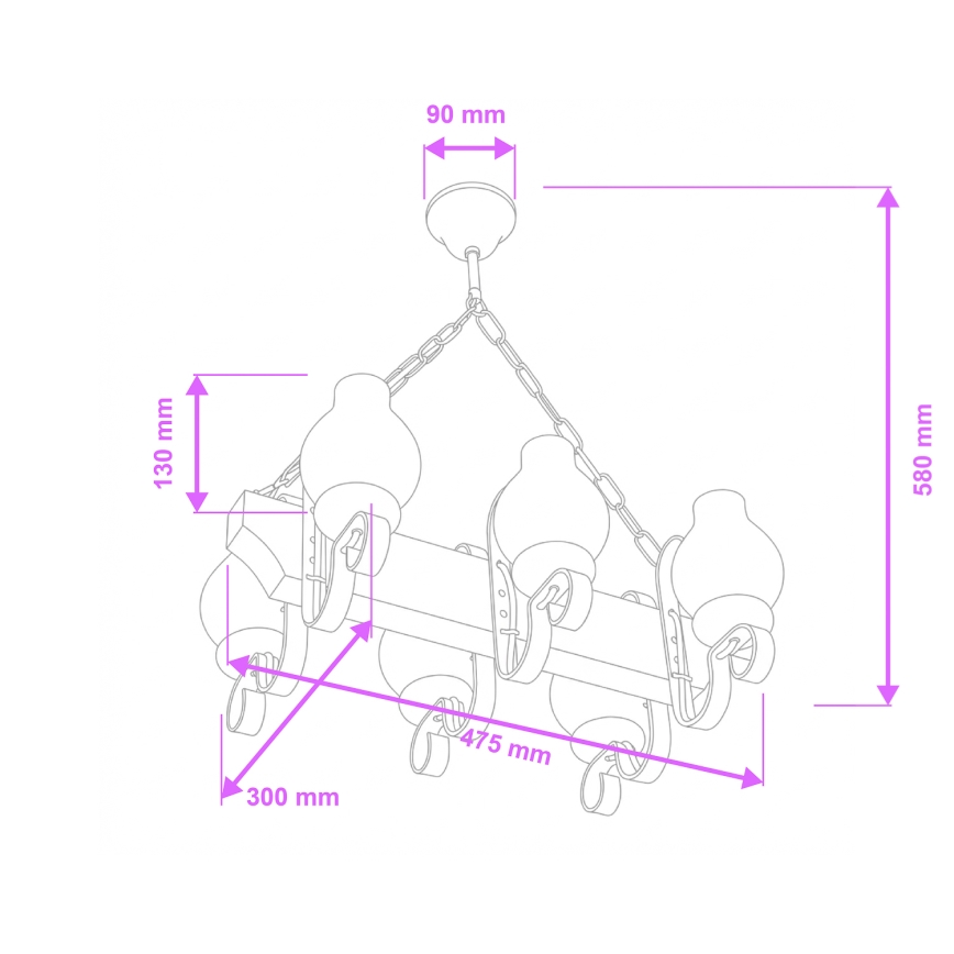 Brilagi - Chandelier on a chain QUEEN 6xE14/40W/230V beech