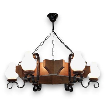 Brilagi - Chandelier on a chain QUEEN 6xE14/40W/230V beech/walnut