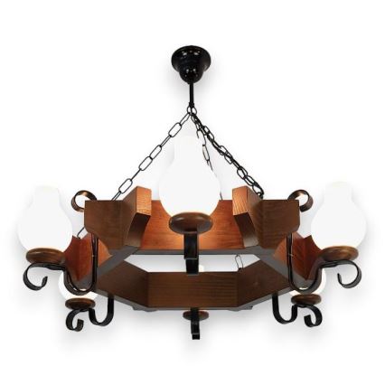 Brilagi - Chandelier on a chain QUEEN 6xE14/40W/230V beech/walnut