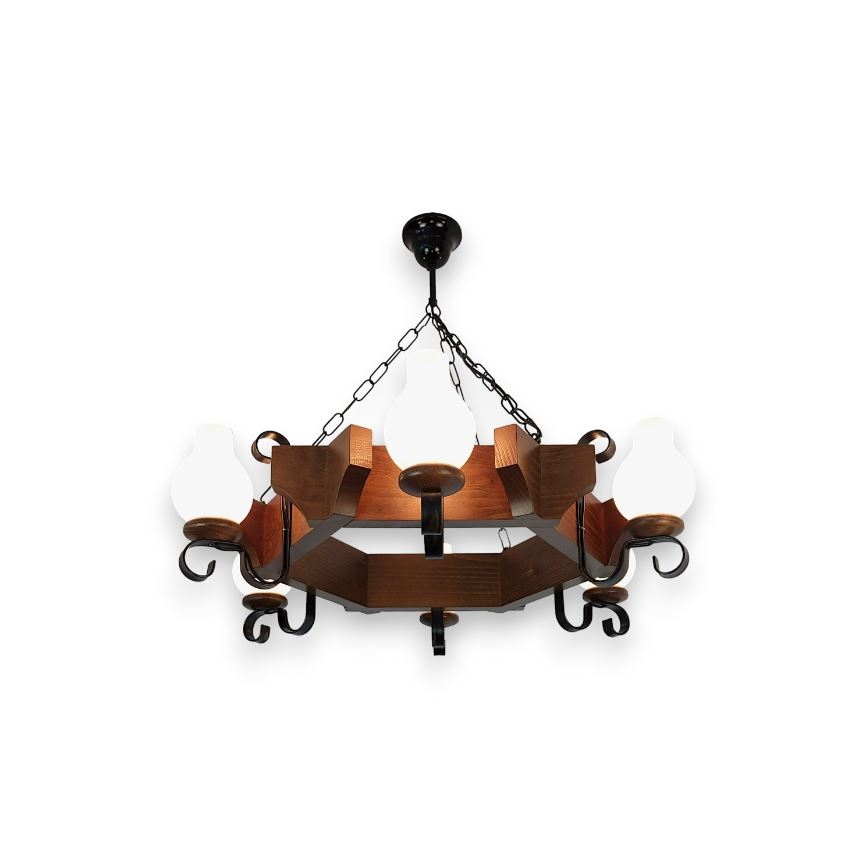 Brilagi - Chandelier on a chain QUEEN 6xE14/40W/230V beech/walnut