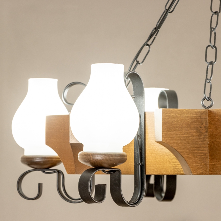 Brilagi - Chandelier on a chain QUEEN 6xE14/40W/230V beech/walnut