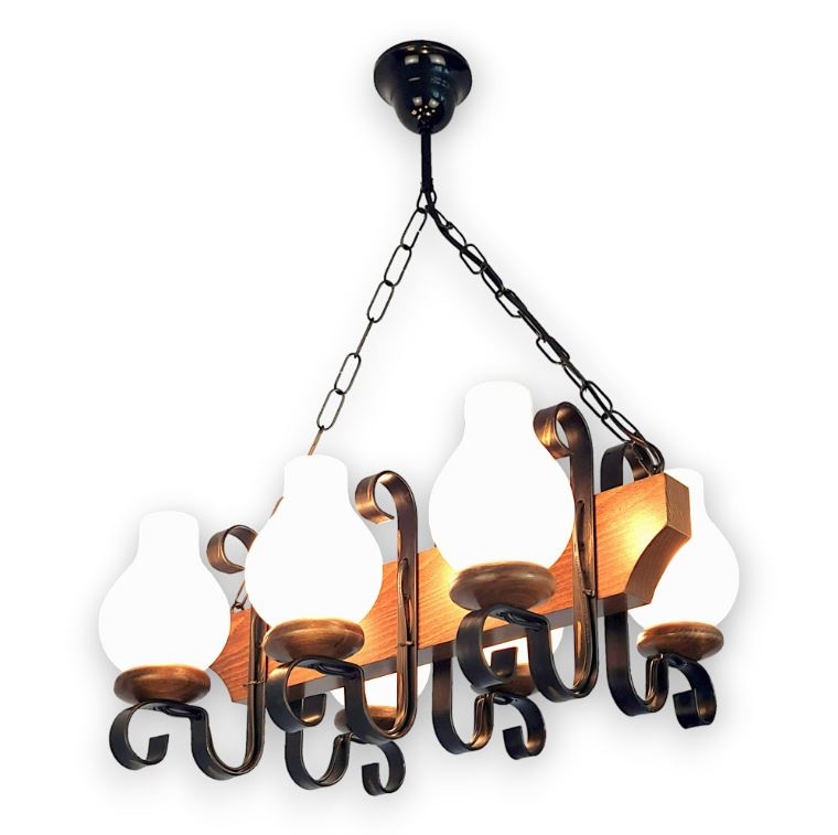 Brilagi - Chandelier on a chain QUEEN 6xE14/40W/230V beech/walnut