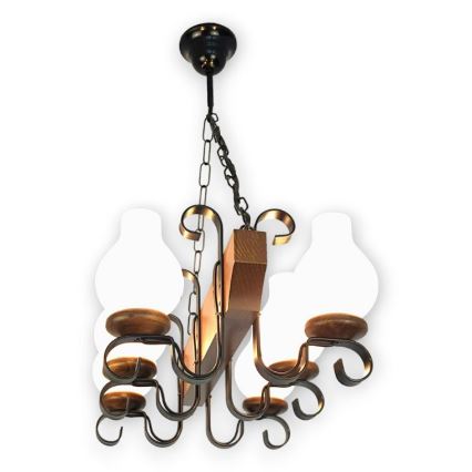 Brilagi - Chandelier on a chain QUEEN 6xE14/40W/230V beech/walnut