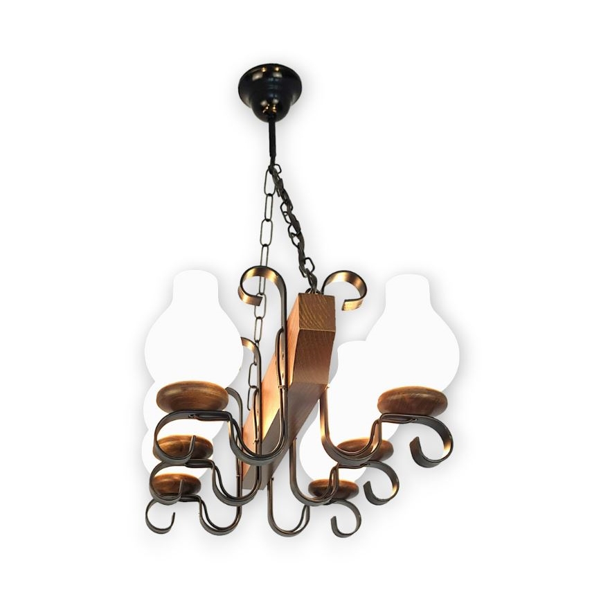 Brilagi - Chandelier on a chain QUEEN 6xE14/40W/230V beech/walnut