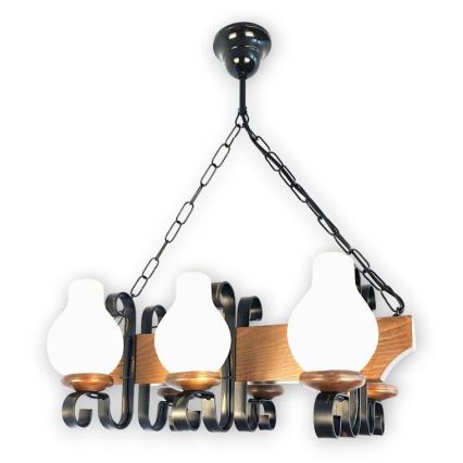 Brilagi - Chandelier on a chain QUEEN 6xE14/40W/230V beech/walnut