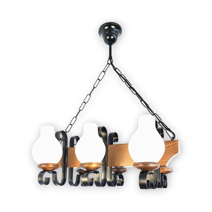 Brilagi - Chandelier on a chain QUEEN 6xE14/40W/230V beech/walnut