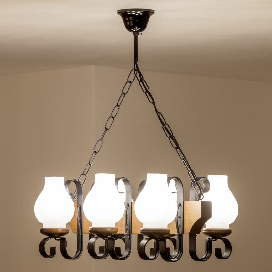 Brilagi - Chandelier on a chain QUEEN 6xE14/40W/230V beech/walnut