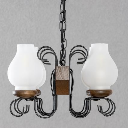 Brilagi - Chandelier on a chain QUEEN 6xE14/40W/230V beech/walnut