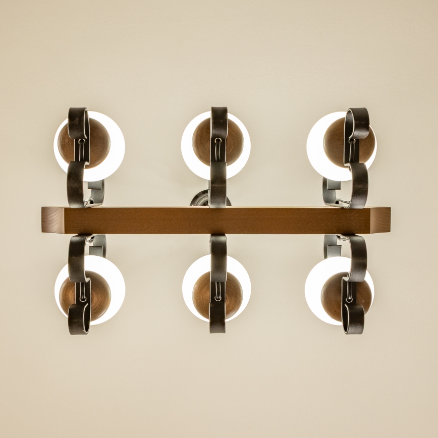 Brilagi - Chandelier on a chain QUEEN 6xE14/40W/230V beech/walnut