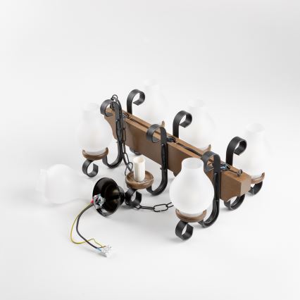 Brilagi - Chandelier on a chain QUEEN 6xE14/40W/230V beech/walnut