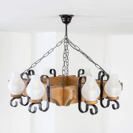 Brilagi - Chandelier on a chain QUEEN 8xE14/40W/230V beech