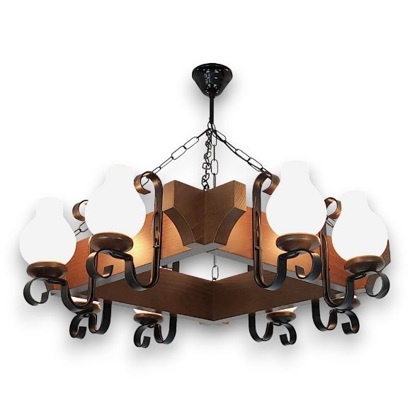 Brilagi - Chandelier on a chain QUEEN 8xE14/40W/230V beech/walnut