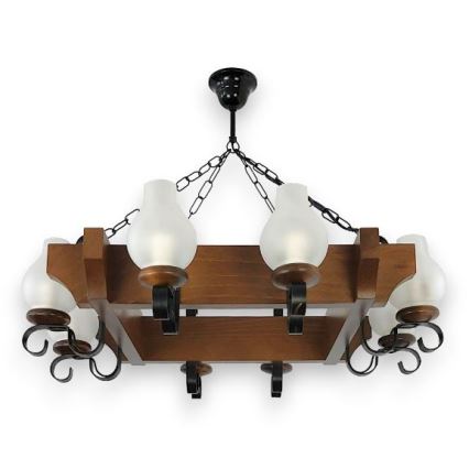 Brilagi - Chandelier on a chain QUEEN 8xE14/40W/230V beech/walnut
