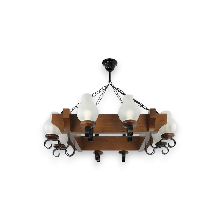 Brilagi - Chandelier on a chain QUEEN 8xE14/40W/230V beech/walnut