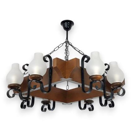 Brilagi - Chandelier on a chain QUEEN 8xE14/40W/230V beech/walnut