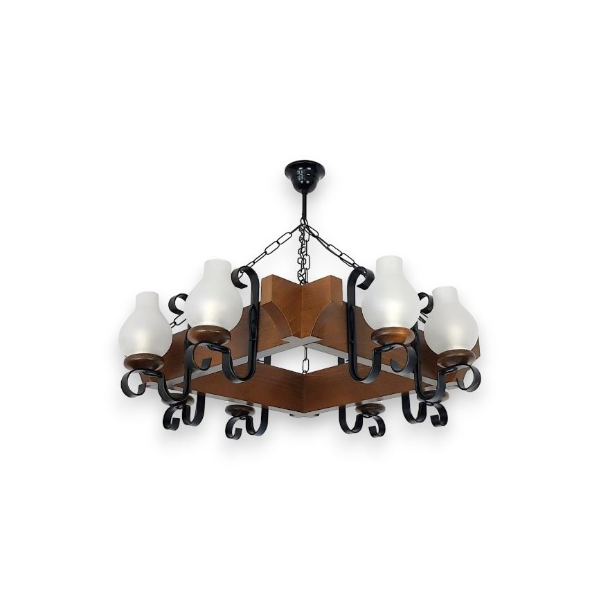 Brilagi - Chandelier on a chain QUEEN 8xE14/40W/230V beech/walnut