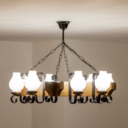 Brilagi - Chandelier on a chain QUEEN 8xE14/40W/230V beech/walnut