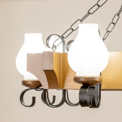Brilagi - Chandelier on a chain QUEEN 8xE14/40W/230V beech/walnut