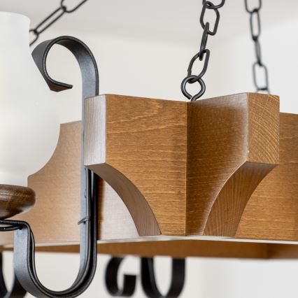 Brilagi - Chandelier on a chain QUEEN 8xE14/40W/230V beech/walnut