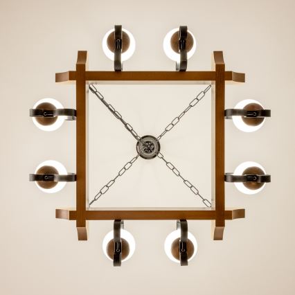 Brilagi - Chandelier on a chain QUEEN 8xE14/40W/230V beech/walnut